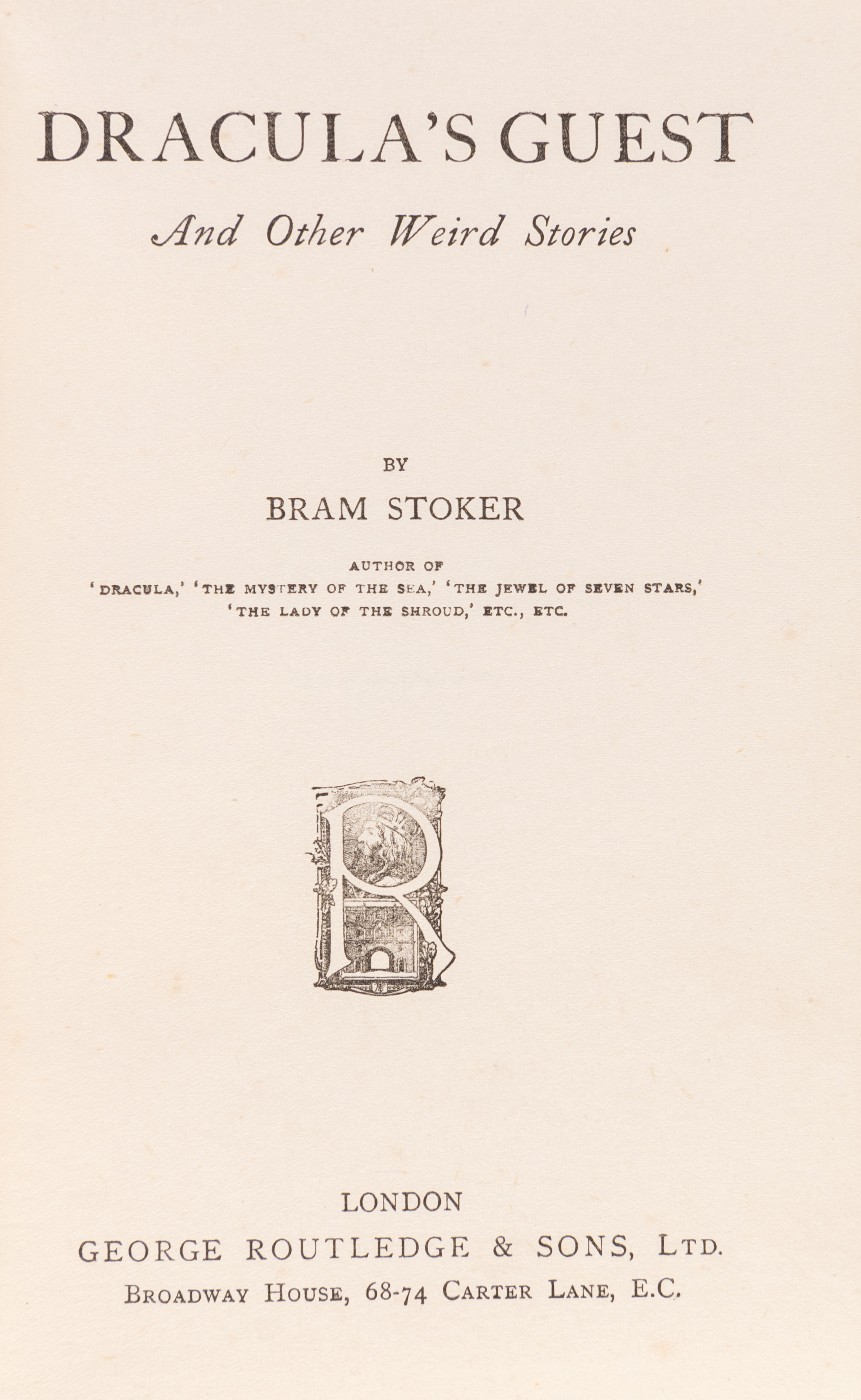 Dracula's Guest And Other Weird Tales. - STOKER Bram - First Edition